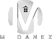 Logo featuring a stylized letter "M" integrated with a house icon, embodying a modern real estate theme in monochrome colors.