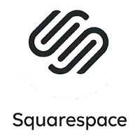 Squarespace logo featuring two interlocking black chain links above the word "Squarespace" in black text.